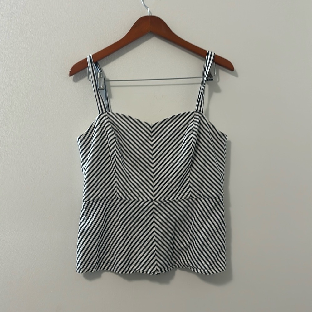Trina Turk Women's Stripped Sweetheart Tank Top Blue Size 12